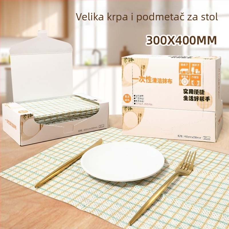 Jednokratne kuhinjske krpe za mokro i suho čišćenje, ekstra velika rolna, karirani uzorak, u kutiji