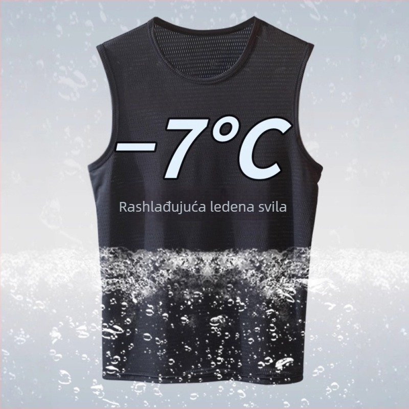 Muški bez rukava top od ice silk za ljeta, lagan, prozračan, mrežasti materijal, brzo suši, udoban kroj
