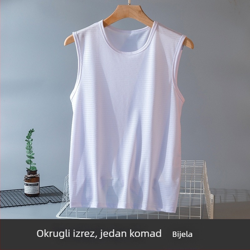Muški bez rukava top od ice silk za ljeta, lagan, prozračan, mrežasti materijal, brzo suši, udoban kroj