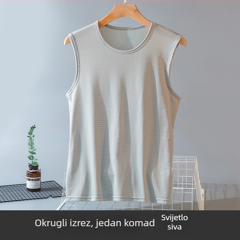 Muški bez rukava top od ice silk za ljeta, lagan, prozračan, mrežasti materijal, brzo suši, udoban kroj