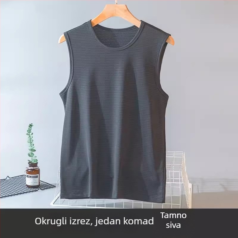 Muški bez rukava top od ice silk za ljeta, lagan, prozračan, mrežasti materijal, brzo suši, udoban kroj