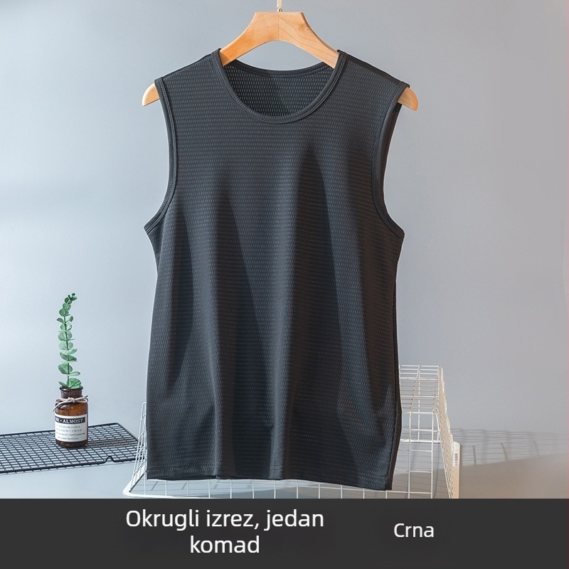 Muški bez rukava top od ice silk za ljeta, lagan, prozračan, mrežasti materijal, brzo suši, udoban kroj