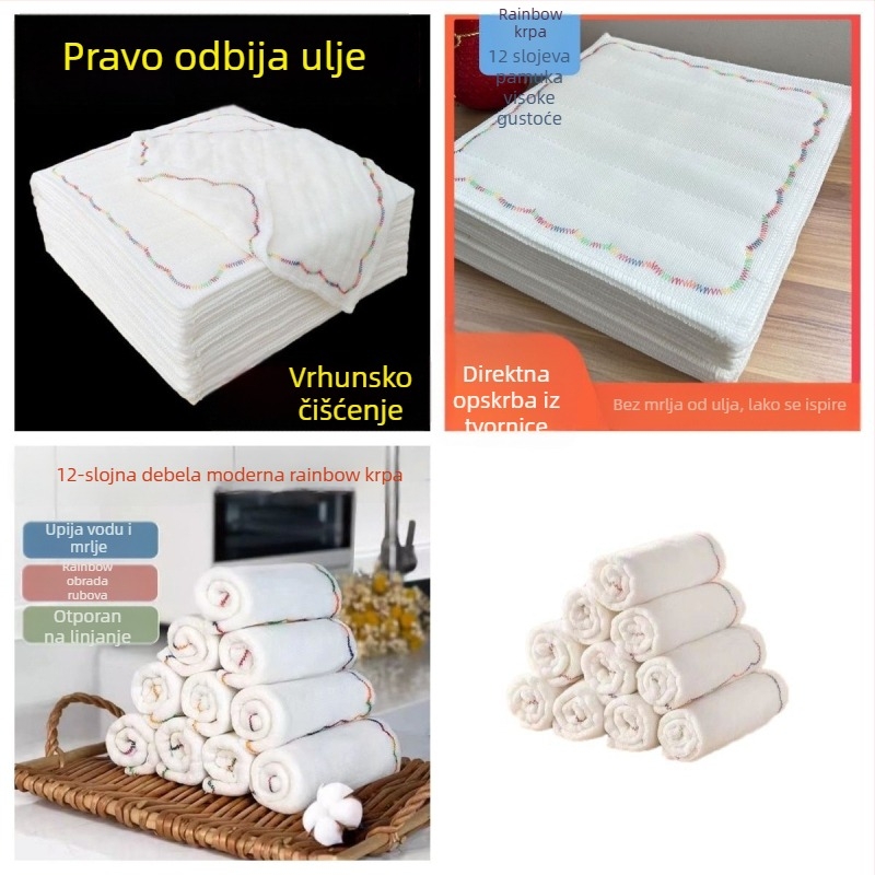 Pengyi 12-slojnih debelih šarenih kuhinjskih krpa za pranje posuđa, bez vlakana, otpornih na masnoću, lako za čišćenje