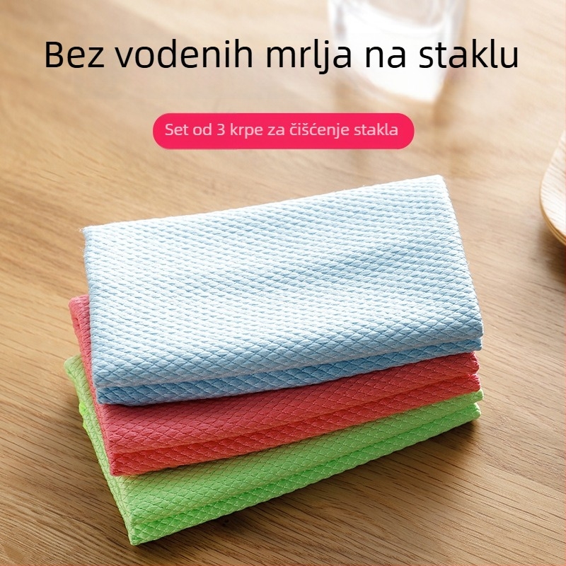Krpa od bambusovih vlakana za čišćenje kuhinje, za staklo i pločice, visoka apsorpcija, paket od 3 komada.