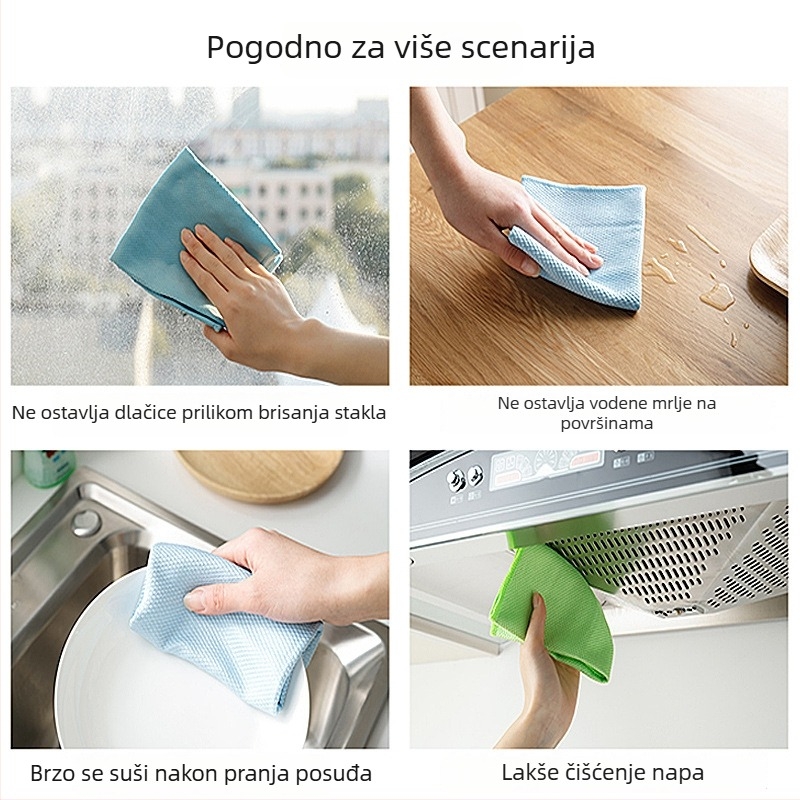 Krpa od bambusovih vlakana za čišćenje kuhinje, za staklo i pločice, visoka apsorpcija, paket od 3 komada.