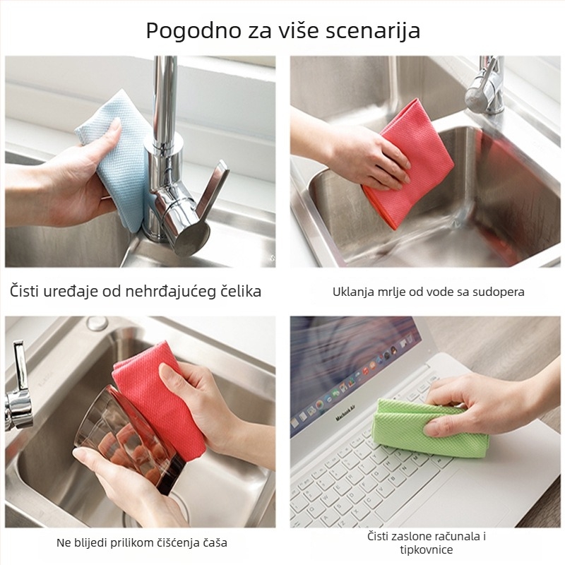Krpa od bambusovih vlakana za čišćenje kuhinje, za staklo i pločice, visoka apsorpcija, paket od 3 komada.