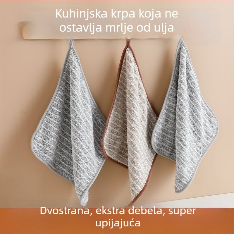 Krpa za suđe od bambusovog ugljena, upija vodu, uklanja masnoću, bez dlačica, debela