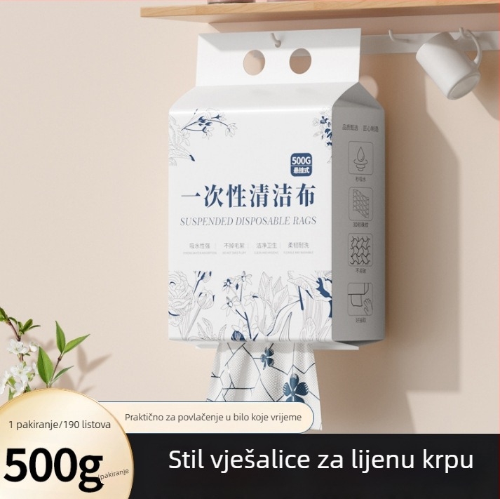 Jednokratna kuhinjska krpa za suho i mokro korištenje, viseći povlačni dizajn, debela, upija, bez dlačica