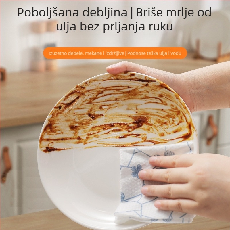 Jednokratna kuhinjska krpa za suho i mokro korištenje, viseći povlačni dizajn, debela, upija, bez dlačica