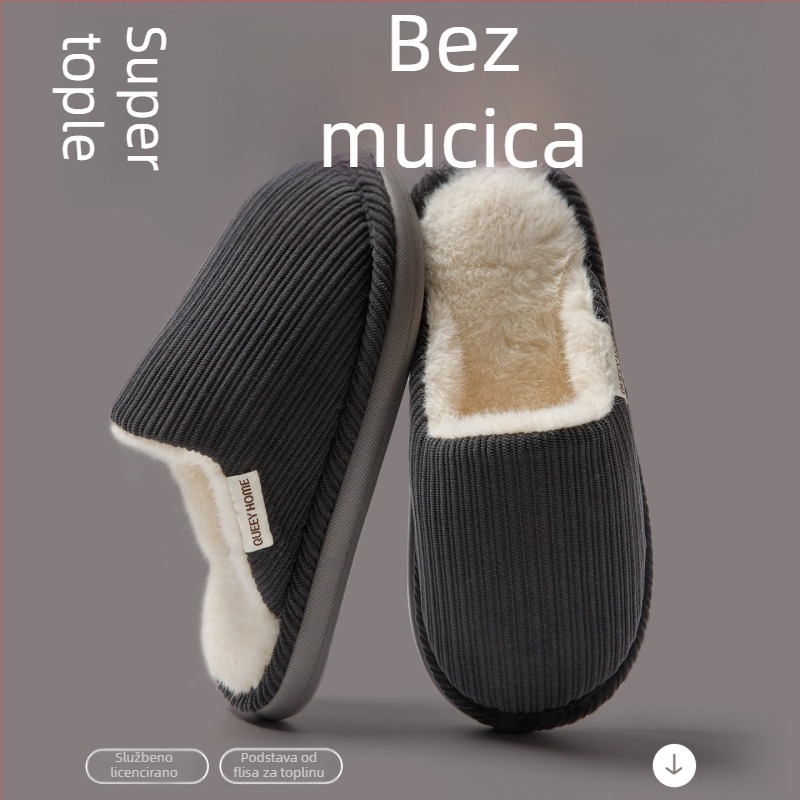 Pamučne papuče za dom s debelim podom i visokim petama, protuklizne, tople za jesen-zimu, za parove