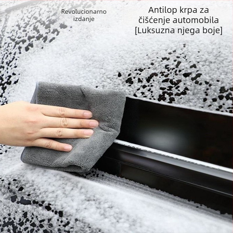 Bezšivna krpa od velura za čišćenje automobila, izuzetno upijajuća i debela, za unutarnje površine, bez vlakana