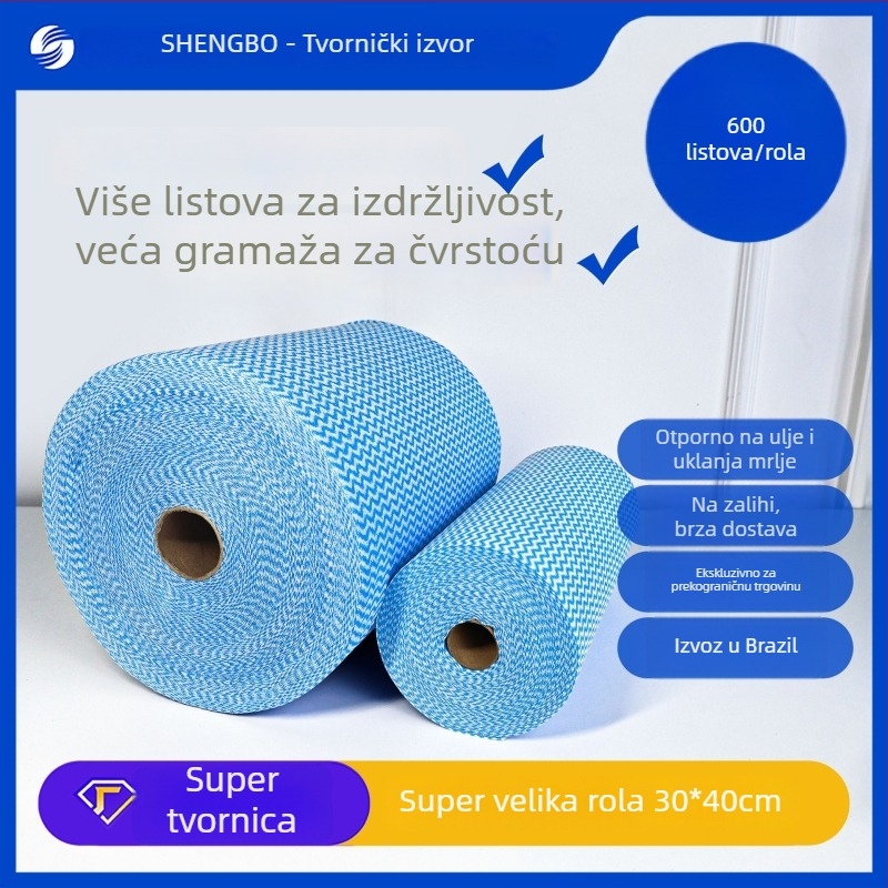 Jednokratne netkane krpe za suđe, veliki rol, 600 komada, prugasti uzorak