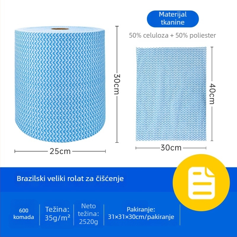 Jednokratne netkane krpe za suđe, veliki rol, 600 komada, prugasti uzorak
