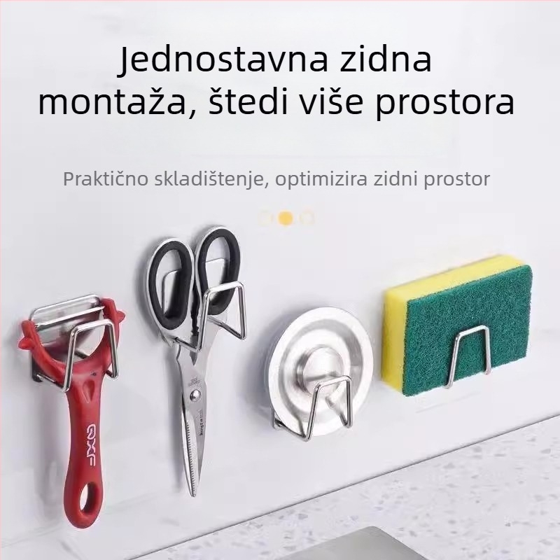 Nehrđajući čelični višenamjenski držač za sudoperu – držač spužvica, poklopaca i kovnih žičanih kuglica za čišćenje
