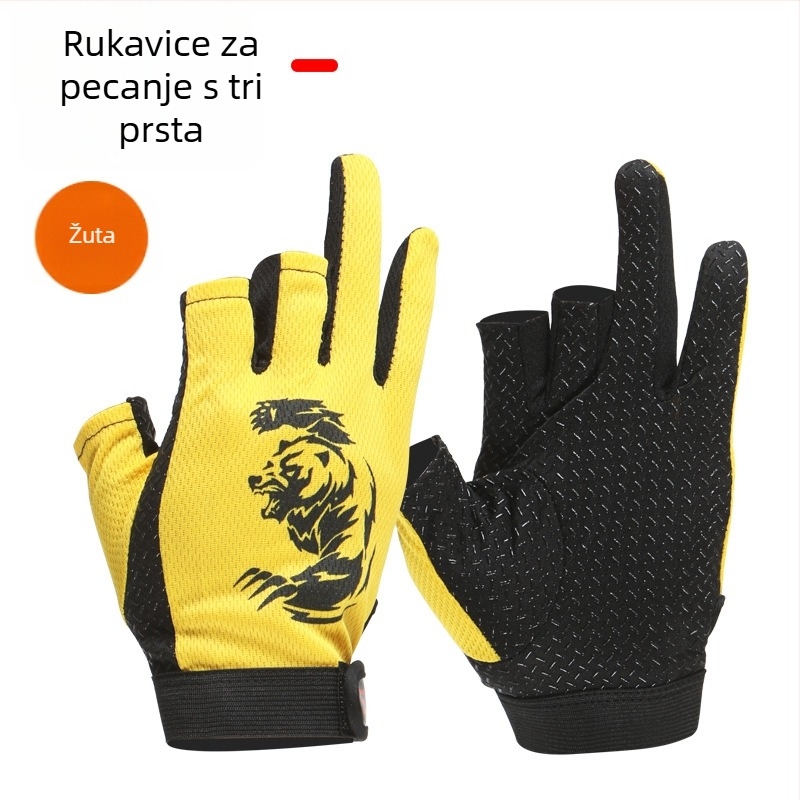 Luya rukavice za ribolov s zaštitom od probijanja, brzo sušeće, troprst dizajn, za ribolov, vožnju bicikla i planinarenje