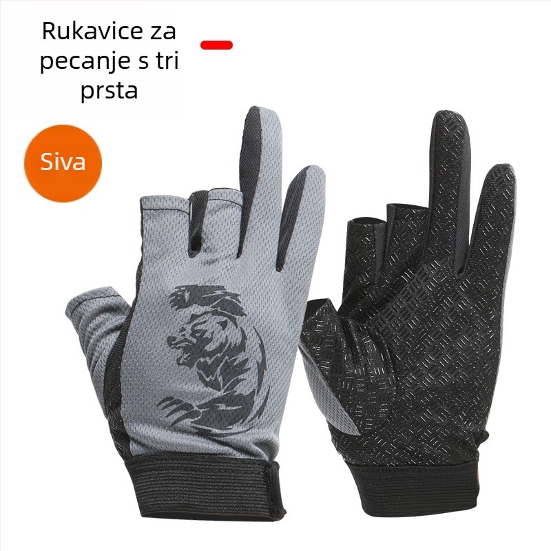 Luya rukavice za ribolov s zaštitom od probijanja, brzo sušeće, troprst dizajn, za ribolov, vožnju bicikla i planinarenje