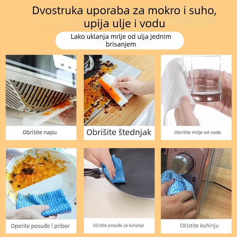 Jednokratne kuhinjske krpe, debeli dvostruko namijenjene krpe za suho i mokro čišćenje, pranje posuđa, upijanje ulja i vode