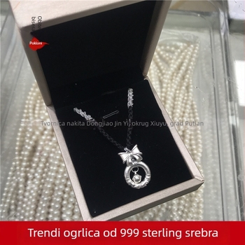 Srebro 999 lančić s mašnicom i zvončićem, dizajn Ruyi za mir