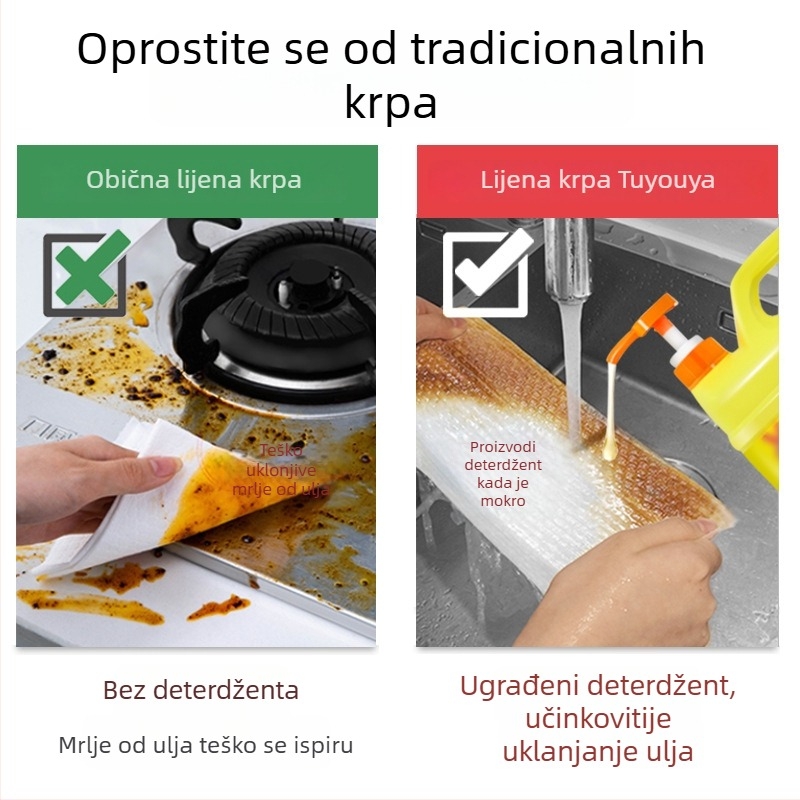 Kuhinjska jednokratna krpa za mokro i suho čišćenje s mjehurićima, debela, za pranje posuđa i uklanjanje masnoće