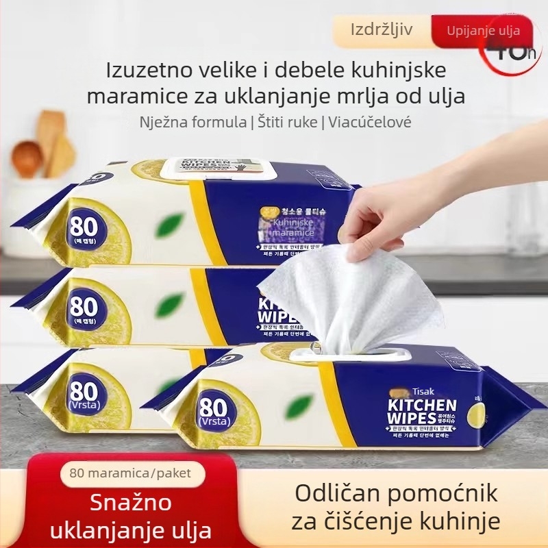 Yirui Kuhinjske krpe od netkanog materijala, otporne na masnoće i čišćenje — jednokratne mokre maramice za posuđe s uzorkom