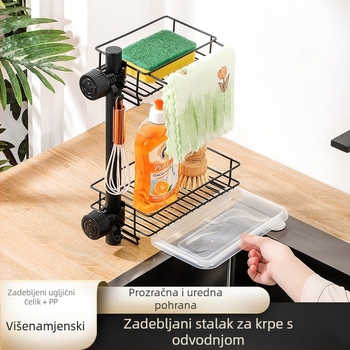 Zidni držač za kuhinjske sunđer i krpe, pojačan višestruko namjenski organizator