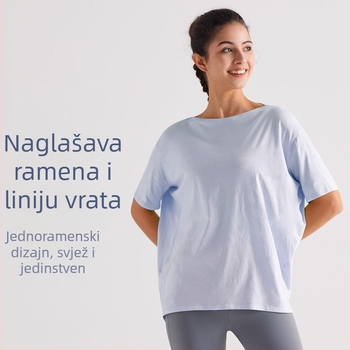 RUNA PULSE Ženski kratki rukav majica za jogu, prozračna i brzo sušeća, s Turtle-back dizajnom, svestran, slim kroj
