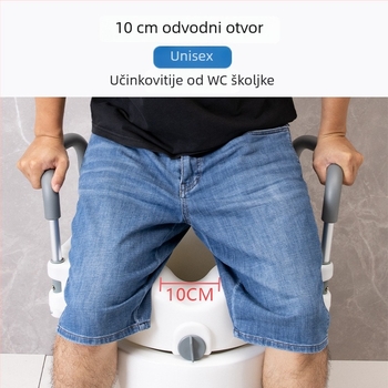 Aluminijski podizač visine WC-a s odvojivim držašima za ruke, za kućnu upotrebu, pogodan za trudnice i postoperativnu rehabilitaciju
