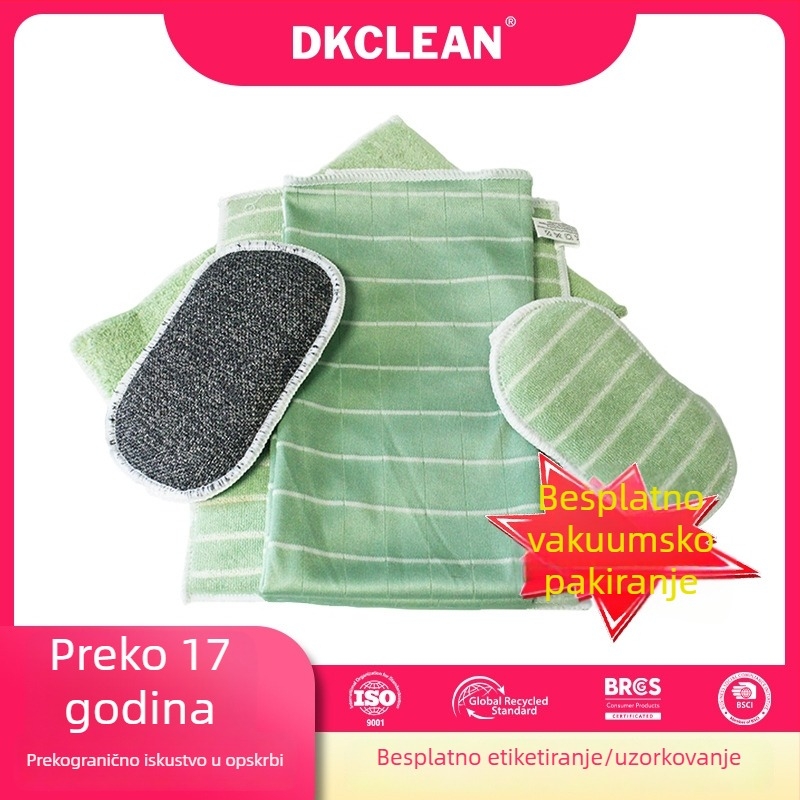 6-dijelni set za čišćenje kuhinje: krpe od bambusovih vlakana i spužvasti blokovi za pranje posuđa