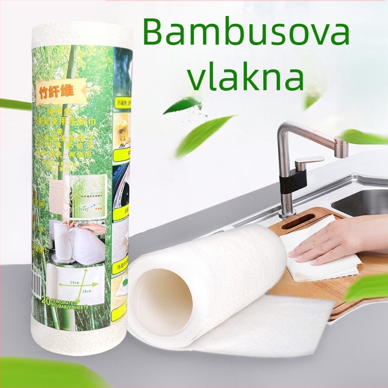 Rolna krpa za suđe od bambus vlakana, jednokratna, mokro i suho dvostruko korištenje, kuhinja, upijanje vode i čišćenje masnoće