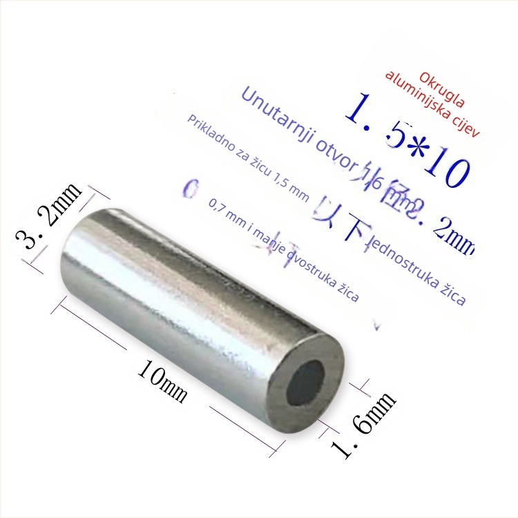 Prošireni okrugli aluminijski cijev s aluminijskim stezaljkom, debljina stijenke 10 mm, 0,8 mm čelično uže, ribolovni pribor za jednolinijske i dvostruke linije