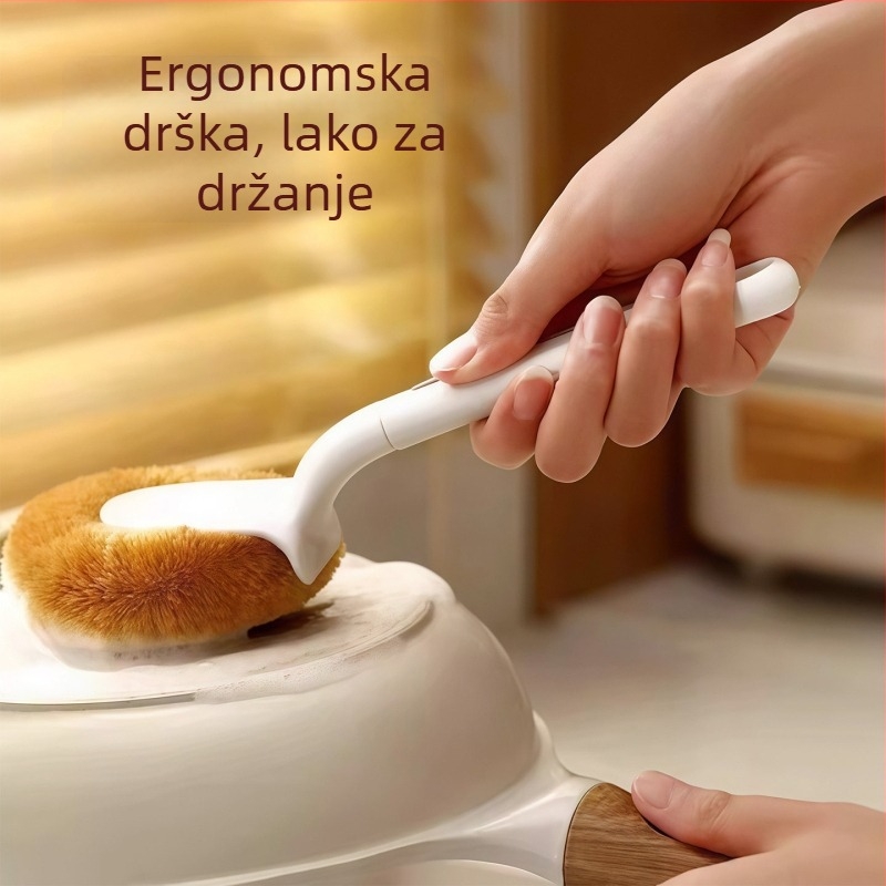 Višenamjenska kuhinjska četka za čišćenje s kokosovim vlaknom, dugom drškom za pranje posuđa i lonaca, uklanja mrlje i masnoću bez oštećenja posuđa