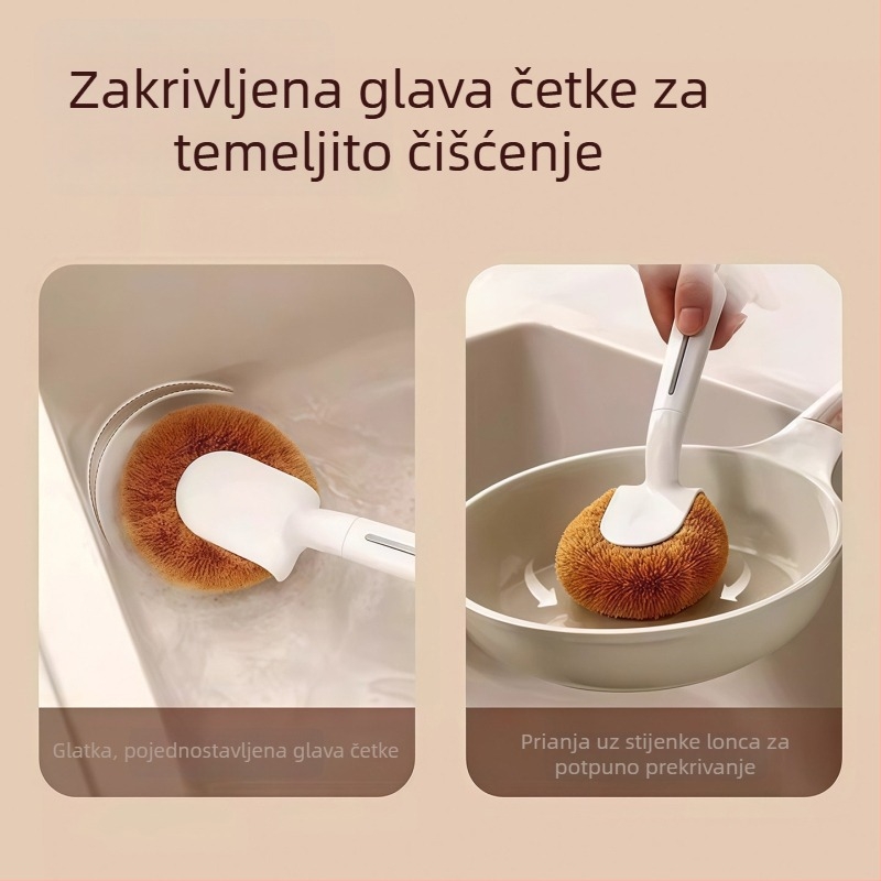 Višenamjenska kuhinjska četka za čišćenje s kokosovim vlaknom, dugom drškom za pranje posuđa i lonaca, uklanja mrlje i masnoću bez oštećenja posuđa