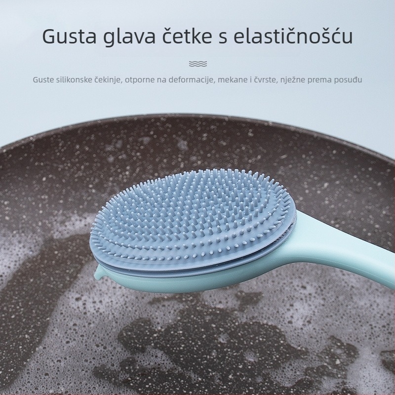 Silikonska kuhinjska četka s dugačkom drškom za čišćenje posuda i tava, četka za suđe i sudoperu