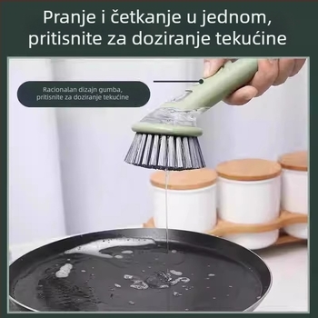 Višenamjenska četka za čišćenje lonaca i posuda s dozatorom tekućine, duga drška