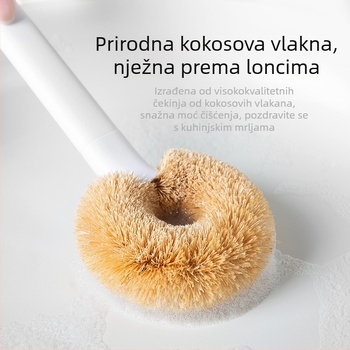 Četka za posuđe od prirodnih vlakana kokosove palme s odvojivim dugim držačem, japanski stil