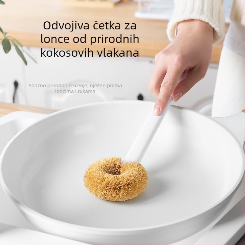 Četka za posuđe od prirodnih vlakana kokosove palme s odvojivim dugim držačem, japanski stil
