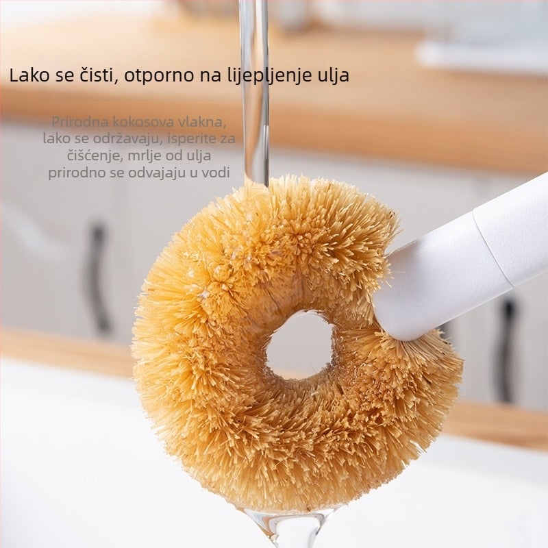 Četka za posuđe od prirodnih vlakana kokosove palme s odvojivim dugim držačem, japanski stil