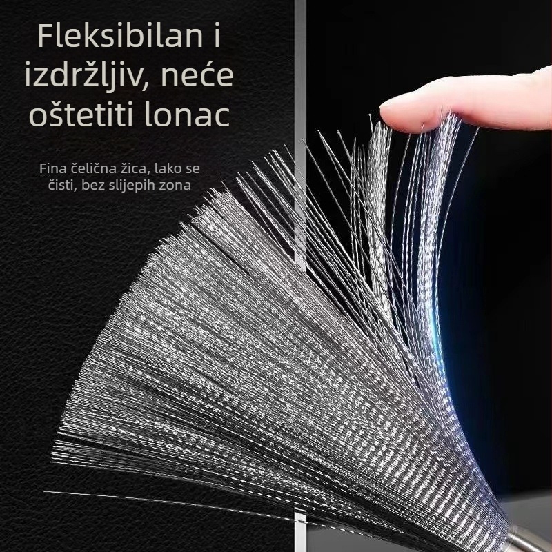 Nehrđajući čelična četka za lonac s dugim držalom – kućno čišćenje