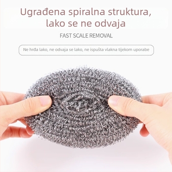 Grassland čelična žična lopta za čišćenje – za pranje posuđa i uklanjanje naslaga kamenca, bez odljeplivanja vlakana, pakiranje po jednom