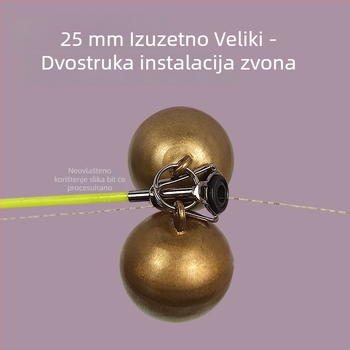 Alarm za morski štap sa zvoncem, ekstra veliki mesing zvon 22–25 mm, dugi domet bacanja