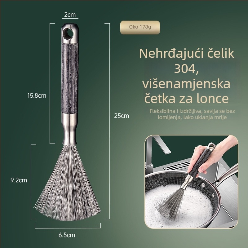 Četka za lonce od 304 nehrđajućeg čelika s dugim držačem