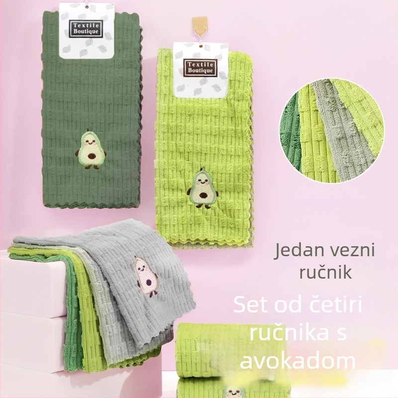 Šivana krpa za suđe s motivom karikaturalnog avokada – kuhinjska i kućna upotreba, bez dlačica, upija vodu, brzo se suši