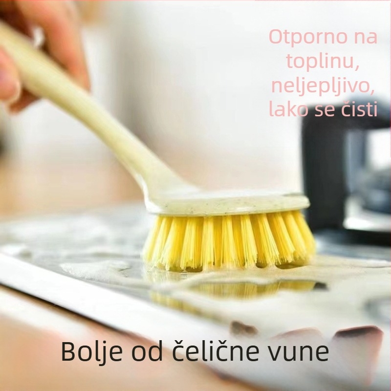 Četka za posuđe od nehrđajućeg čelika s dugom ručkom, višestruka kuhinjska četka s ručkom, bez ispadanja vlakana