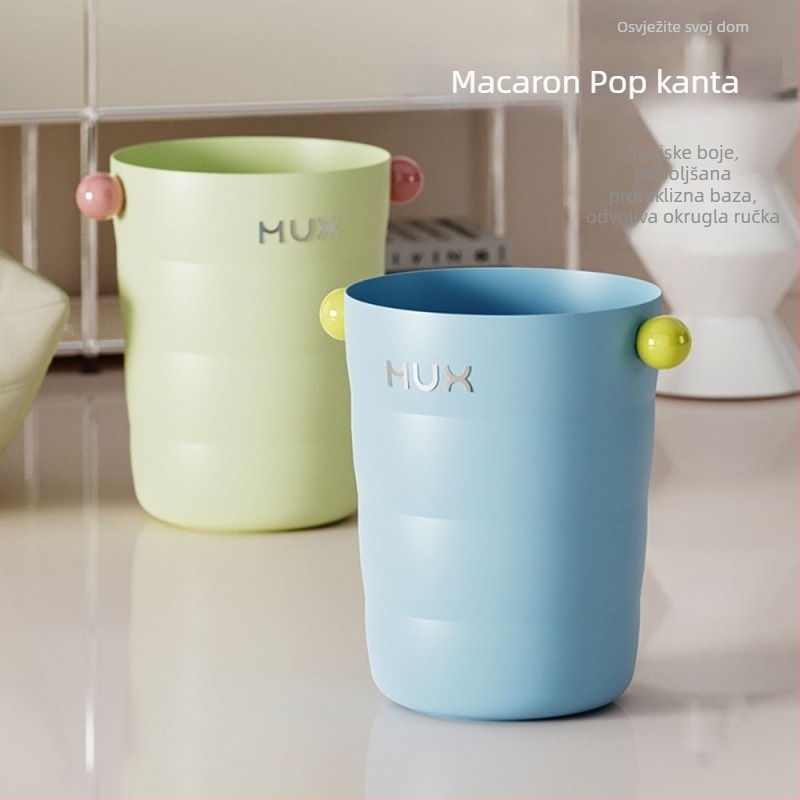 Kanta za otpatke bez poklopca, plastična, 8 L, okrugli cilindar, pastelnih boja makaron