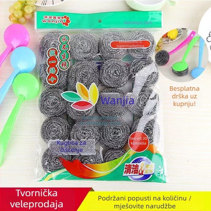 20 komada nehrđajućih čeličnih kuglica za čišćenje, bez hrđe i bez odvajanja vlakana