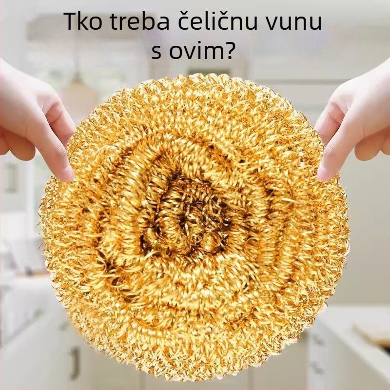 Žična četka od bakra za posuđe s velikom čeličnom žicom kuglom, kuhinjsko čišćenje od nehrđajućeg čelika