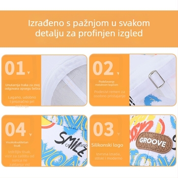 Dječja baseball kapa s graffiti uličnog stila, kožna zakrpa, otisak SMILE, zakrivljeni obod, proljeće–jesen, za vanjsku upotrebu