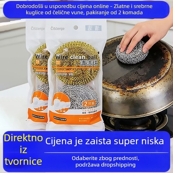 Nehrđajuće čelične žičane kuglice, velike, individualno pakirane, za čišćenje posuđa i lonaca u kuhinji; ne otpuštaju čestice