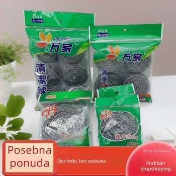 Velike metalne žičane loptice za čišćenje kuhinje, pojedinačno pakirane u paket od 6 komada