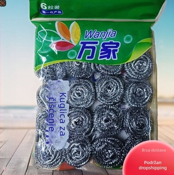 Velike metalne žičane loptice za čišćenje kuhinje, pojedinačno pakirane u paket od 6 komada